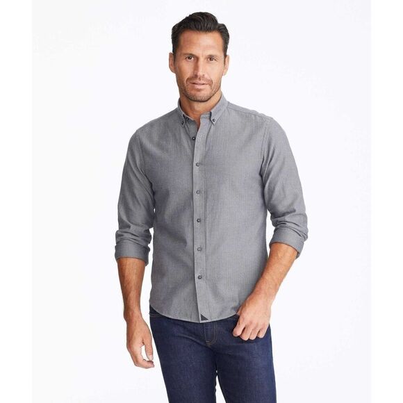 Untuckit Librando Flannel Button Down Men's Size Large Printed Gray Black White - Picture 1 of 6